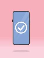 Smartphone Check Mark Circular Screen Display vector