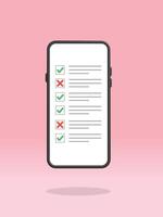 Smartphone Checklist Crossed Failed Tick Box vector
