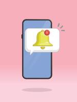 Smartphone Bell Push Notification Numbered Alert vector