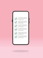 Smartphone Checklist Filled Done Tick Box vector