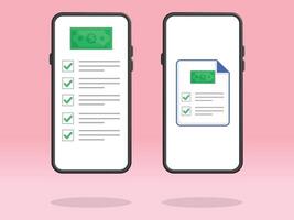 Smartphone Checklist Money Bill Tasks File vector