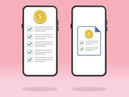 Smartphone Checklist Coin Financial Tasks File vector