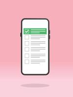 Smartphone Checklist Highlighted Accomplished Tick Box vector