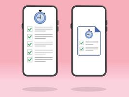 Smartphone Checklist Stopwatch Timer Tick Boxes vector