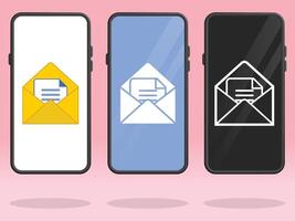 Smartphone Email Attachment File Inside Envelope vector