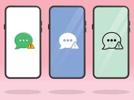 Smartphone Chat Triangle Bubbles Warning Caution vector