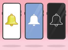 Smartphone Bell Silhouette Notification Screen Display vector