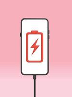 Smartphone Battery Empty Screen Charger Plugged vector