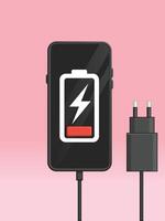 Smartphone Battery Empty Charger Head Unplugged vector