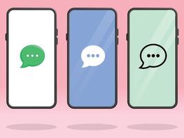 Smartphone Chat Round Message Bubbles Silhouette vector