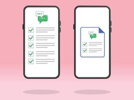 Smartphone Checklist Chat Message Tick Boxes vector