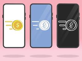 Smartphone Coin Sending Transaction Mobile Banking vector