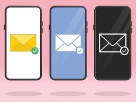 Smartphone Email Check Mark Unopened Mail vector