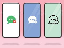 Smartphone Chat Cross X Mark Notification Bubbles vector
