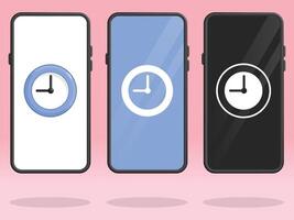 Smartphone Clock Silhouette Timer Screen Display vector