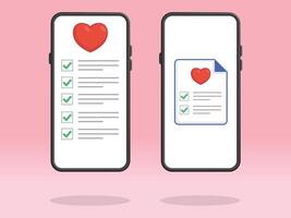 Smartphone Checklist Heart Love Affection Guide vector