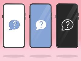 Smartphone Chat Question Mark Bubbles on Screen vector