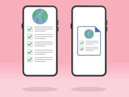 Smartphone Checklist World Globe Tick Boxes vector