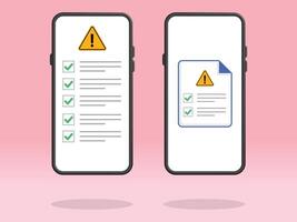 Smartphone Checklist Triangle Caution Guideline File vector