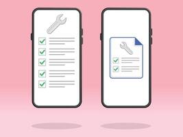 Smartphone Checklist Wrench Repair Tasks File vector