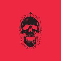 Black Skull Sketch Red Background Design vector