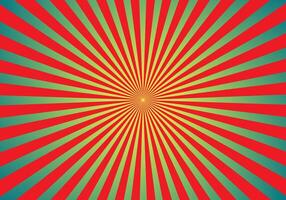 a red and green Sun-burst background with a red and orange geometric pattern. vector