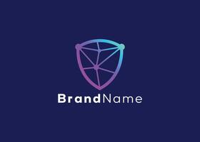 shield AND tech logo design template vector