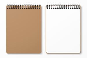 Top view spiral notebook with space for your image or text isolated on white background for mockup. Horizontal spiral. Design concept. illustration. vector