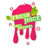 Juice fresh fruit label icon. Natural juicy raspberry drop. Raspberry healthy juice design sticker. vector