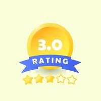 Rating emblem for a site or application. Icon for indicating quality assessment. Feedback system. Five Stars. Infographics. illustration. Three points out of five. vector