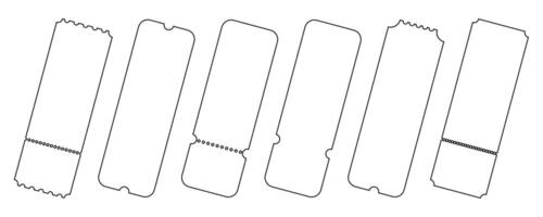 Ticket template. A set of outline tickets. Collection of templates of vintage tickets. Tickets with barcode. vector