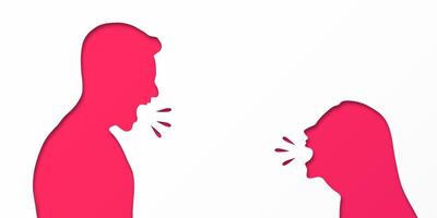 A man and a woman in a quarrel. Relationship problem. Conflicts. Misunderstanding. Understand opinion. Treason. Broken love. The concept of a quarrel between loved ones. . Space for text. vector