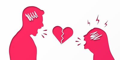 A man and a woman in a quarrel. Relationship problem. Conflicts. Misunderstanding. Understand opinion. Treason. Broken love. The concept of a quarrel between loved ones. vector