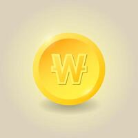 Gold coin. South Korean Won coin. Finance concept. illustration. For websites and mobile app, infographics. vector