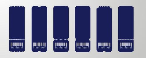 Ticket template. A set of tickets. Collection of templates of vintage tickets. Tickets with barcode. vector