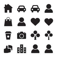 A silhouette image of a Black Filled Icons Set with a white background vector