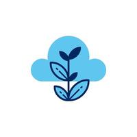 Cloud Database Icon Featuring Growing Plant for Sustainable Innovation vector