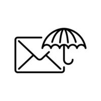 Line Icons Combining Email and Umbrella, Symbolizing Financial Protection and Security in Today's Landscape vector