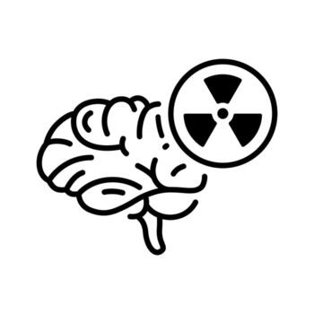 Brain Icon Featuring a Radioactive Danger Symbol, Highlighting Caution and Awareness in Emerging Risks Today vector