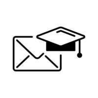 Line Icons of Email and Graduation Cap, Illustrating the Fusion of Technology and Education for Enhanced Learning vector