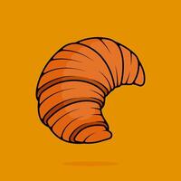 illustration of delicious plain croissant in line art style. Can be used for restaurants, cafes, local street food, cookbook menu covers vector
