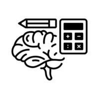 Brain Icon Featuring a Calculator and Stationery, Emphasizing Education and Knowledge as Keys to Growth vector