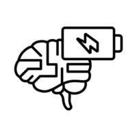 Brain Icon with a Charged Battery, Symbolizing Energy Concepts and the Importance of Sustainable Power in Daily Life vector