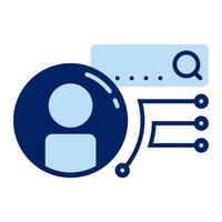 User Icon Featuring Search on Network for Exploration and Discovery vector