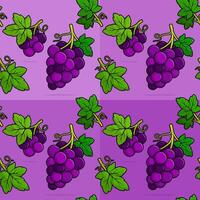cartoon illustration of seamless pattern of grapes and leaves. can be used for menu, cover, cafe, restaurant, cookbook, ads, print, poster, website vector