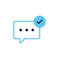 Comment Icon Featuring Tick Sign for Approval and Verification vector