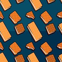 Line cartoon pattern illustration of vanilla flavored sandwich cookie crackers filled with creamy vanilla filling for delightful snacks vector