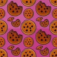 Whimsical Line Cartoon Pattern Illustration of Cookies with Delicious Circle Chocochips Perfect for Baking and Dessert Enthusiast Designs vector