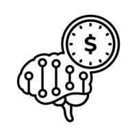 Brain Icon Featuring a Network and Coins, Symbolizing Financial Concepts and Growth Opportunities in Digital Economy vector