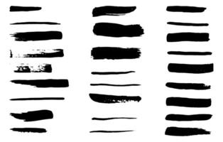 black paint, ink brush stroke, line or texture. Dirty artistic design element, box, frame or background for text. vector